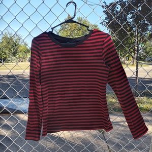 Black and Red Striped Longsleeve Top